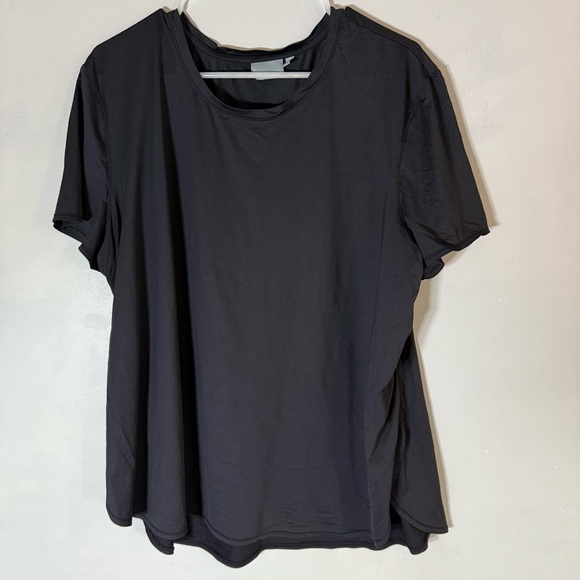 Athlete Black Tshirt Tulip Side Slits Flowy Top Nylon - Picture 1 of 5